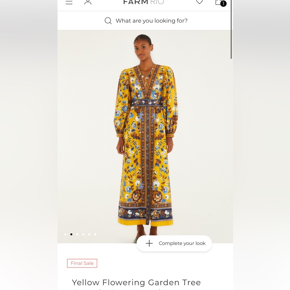Yellow Flowering Garden Tree Organic Cotton Maxi Dress